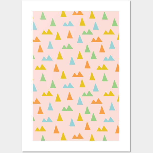 Minimalist triangles geometric pattern in pastel pink Wall Art by Natalisa